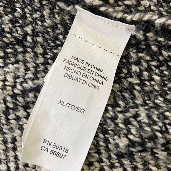 Lucky Brand Long Cardigan Sweater Black Gray Geometric Tribal Aztec Overcoat XL - Picture 10 of 12